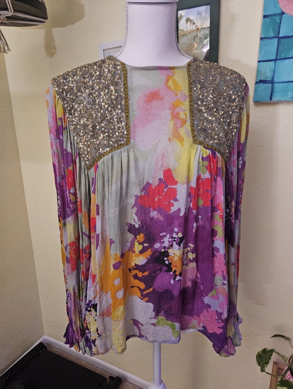 By Anthropologie bl-nk Miranda pleasant Blouse. Sz M